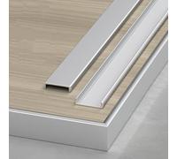 VQWQV 3pcs×3.2ft Aluminum Threshold Edging Trim,U Metal Floor Transition Strip,for Laminate 0.5" To 1.4",Extra Wide Entry Door Joining Strip(Silver,W3.44cm)