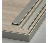 VQWQV 3pcs×3.2ft Aluminum Threshold Edging Trim,U Metal Floor Transition Strip,for Laminate 0.5" To 1.4",Extra Wide Entry Door Joining Strip(Khaki,W3.44cm)