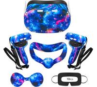 VR Accessories for Oculus Quest 2, Silicone Set for Meta Quest 2, Include Controller Grip Leather Cover, VR Shell Cover, Face Cover, Lens Cover and 10PCS Disposable Eye Cover