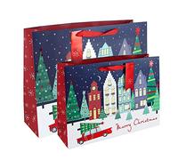 VR Angel 2 x Christmas High Street Shopper Gift Bag With Rope Handles Reusable Non Woven Fashionable Bag Ideal For Any Gifts, Xmas Present, Shopping, Birthday, Wedding