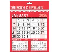 VR Angel 2026 Wall Calendar Three Month to View Planner, Monthly Spiral Bound Calendar for Home Business Office School - 60 gsm paper (Three Month to View Planner)