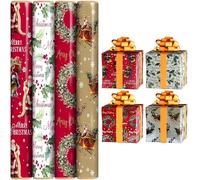 VR Angel 4 x 4 m Christmas Wrapping Paper - Traditional | Premium Gift Wrap Rolls Makes Every Gift Beautiful & Festive | Easy to-cut & Fold Perfect for Holiday Presents