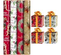 VR Angel 4 x 4m Christmas Wrapping Paper - Traditional | Easy-to Cut & Fold Premium Gift Wrap Rolls Makes Every Gift Beautiful & Festive Perfect for Holiday Presents