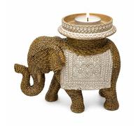 VR ANGEL Elephant Tea Light Candle Holder Ornament with Back Tray Resin Decorative Elephant Table Centrepiece Boho Home Decor Living Room Accessories Gift for Home