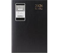 VR ANGLE 2026 Black A4 Day a Page Diary Hard Backed Desk Diary Saturday & Sunday on Full Pages Planner For Home School and Office Use - 60 gsm Paper