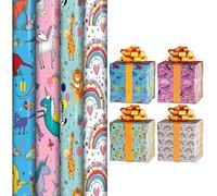 VR Angle 4 x 3m Gift Wrapping Paper - Happy Birthday Cute | Premium Quality Easy-to Cut & Fold Wrapping Paper | Colourful & Fun Gift Wrap Rolls for Kids, Adults & Parties