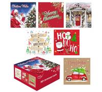 VR ANGLE Christmas Cards With Envelopes - Bumper Box 30 Assorted Xmas Cards 2025 With 6 Different Colorful Designs Cute & Traditional Perfect for Christmas Festive Greetings For Friends & Family