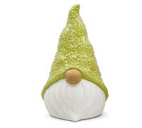 VR ANGLE Decorative Gnome Ornaments Set of Ceramic Faceless Gonk Figurines Floral Hat Nordic Tomte Statue Spring Home Decor for Living Room Shelf Table Garden Easter Decoration (Green)