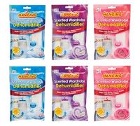 VR Angle Set Of 6 Scented Hanging Wardrobe Dehumidifiers | Available in Lavender, Fresh Linen & Rose Scents Flavors | Keep Clothes Fresh & Dry Everyday