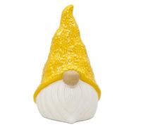 VR ANGLE Yellow Colour Decorative Gnome Ornaments, Set of Ceramic Faceless Gonk Figurines Floral Hat Nordic Tomte Statue Spring Garden Easter Decoration (L16 x W14 x H28)