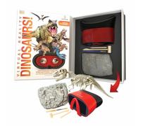 VR Box Set Dinosaur ncludes 80 page DK interactive book, VR goggles, dig-out rock and tools to uncover a 10” T-Rex fossil.