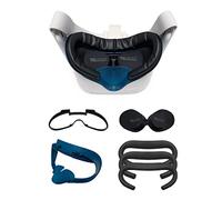 VR Cover Fitness Facial Interface Bracket, Foam Comfort Replacement, XL Glasses Spacer, and Lens Protector Cover for Oculus/Meta Quest 2 (Dark Blue & Black + XL Spacer + Comfort Foam)