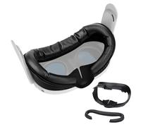 VR Facial Interface for Meta Oculus Quest 3 by MMOBIEL - Face Cover Pad for Quest 3 - Removable Facial Interface Bracket - VR Accessories Set with Anti-Leakage Nose Pad & Soft PU Leather Cover - Black
