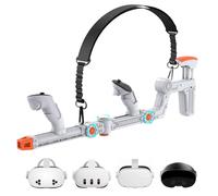 VR Gunstock Compatible with Meta Quest 2/3/3S/Pro, Shoulder Straps Adjustable FPS Gaming Controller Accessories Quick Magnetic Attachment Cheek Pad Immersive VR Stock Rifle Gameplay (White)