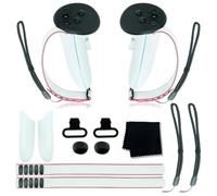 VR Headset Accessories Set for Meta/Oculus Quest 3 VR Battery Cover Replacement Kit Adjustable Active Straps Metal Ring Buckle Lens Cloth Joystick Caps for Oculus Quest 3 Controller Grips
