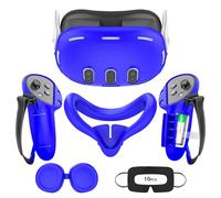 VR Silicone Case for Meta Quest 3, Design Upgraded Accessories for Oculus Quest 3, Face Cover, Controller Grips, Shell Cover, Lens Cover, Disposable Eye Cover (Blue)