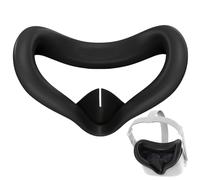 VR Silicone Face Cover for Meta Oculus Quest 2 Headset Sweatproof Waterproof Anti-Dirty Replacement Facial Cushion VR Pads Accessories Comfort Light Thin Face Pads Kit Keep Sweat-Free (Black)