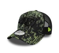 VR46 Featherweight Poly All Over Print Trucker Cap Adults - Black/Neon Yellow