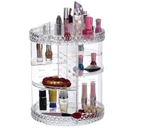 VR7 360° Rotating Acrylic Makeup Organiser - Roomy 3-Tier Stackable Drawers Skincare Organiser and More Clear Jewelry Perfect for Vanity Bathroom Bedroom - Beauty Stand Holder Organizer…