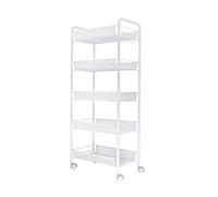 VR7 5 Tier Rolling Utility Storage Trolley Cart on Wheels Craft Toy Bedroom Kitchen Storage & Organisation Hostess Nappy Metal Trolley Laundry Bathroom Storage Unit Rack Organizer Shelve Easy Assemble