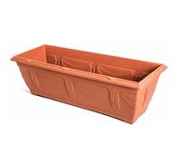 VR7 60cm Long Garden Planter with Trays - Durable Plastic Trough for Raised Window Planting - Perfect for Flowers, Herbs, and Vegetables (Terracotta, Without Tray)