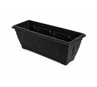 VR7 60cm Long Garden Planter with Trays - Durable Plastic Trough for Raised Window Planting - Perfect for Flowers, Herbs, and Vegetables (Black, Without Tray)