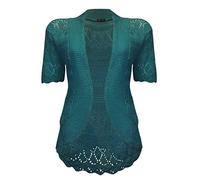 VR7 Bolero Cardigans for Women's Shrugs Light Weight Ladies Short Sleeves Knitted Shrug Crochet Lace Cardigan Cotton Summer Kimono Jackets UK Casual Cropped Bolero for Evening Dress Teal