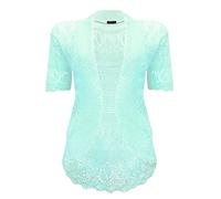 VR7 Bolero Cardigans for Women's Shrugs Light Weight Ladies Short Sleeves Knitted Shrug Crochet Lace Cardigan Cotton Summer Kimono Jackets UK Casual Cropped Bolero for Evening Dress Aqua