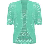 VR7 Bolero Cardigans for Women's Shrugs Light Weight Ladies Short Sleeves Knitted Shrug Crochet Lace Cardigan Cotton Summer Kimono Jackets UK Casual Cropped Bolero for Evening Dress Mint Green