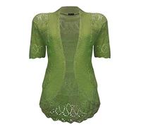 VR7 Bolero Cardigans for Women's Shrugs Light Weight Ladies Short Sleeves Knitted Shrug Crochet Lace Cardigan Cotton Summer Kimono Jackets UK Casual Cropped Bolero for Evening Dress Lime Green