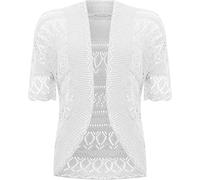 VR7 Bolero Cardigans for Women's Shrugs Light Weight Ladies Short Sleeves Knitted Shrug Crochet Lace Cardigan Cotton Summer Kimono Jackets UK Casual Cropped Bolero for Evening Dress White