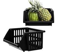 VR7 New Stackable Storage Drawers for Kitchen, Pantry, and Bathroom - Portable & Space-Saving Stacking Baskets Storage: Length 36cm x Depth 30cm x Height 17.5cm (Black, 1 rack)