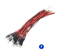 Vrabocry 20pcs 12 Volt 3mm Blue Blinking Pre Wired LED Lights Emitting Diodes 1.5Hz Single Color Flashing 7.9 inch DC 12v LED Light Clear Lens Small LED Lamps DIY Lighting Projects