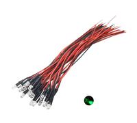 Vrabocry 20pcs 12 Volt 3mm Pre Wired Green Blinking LED Lights Emitting Diodes 1.5Hz Single Color Flashing 7.9 inch DC 12v LED Light Clear Lens Small LED Lamps DIY Lighting Projects