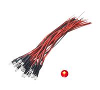 Vrabocry 20pcs 12 Volt 3mm Pre Wired Red Blinking LED Lights Emitting Diodes 1.5Hz Single Color Flashing 7.9 inch DC 12v LED Light Clear Lens Small LED Lamps DIY Lighting Projects