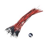Vrabocry 20pcs 12 Volt 3mm White Blinking Pre Wired LED Lights Emitting Diodes 1.5Hz Single Color Flashing 7.9 inch DC 12v LED Light Clear Lens Small LED Lamps DIY Lighting Projects