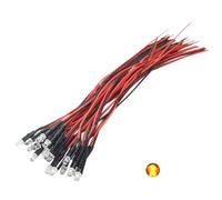 Vrabocry 20pcs 12 Volt 3mm Yellow Blinking Pre Wired LED Lights Emitting Diodes 1.5Hz Single Color Flashing 7.9 inch DC 12v LED Light Clear Lens Small LED Lamps DIY Lighting Projects