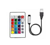 Vrabocry 24 Key IR Remote Controller with DC 5V USB Inline IR Controller for 5050 2835 RGB LED Light Strip