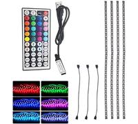 Vrabocry 5V 5050 RGB LED Strip Light USB with 44key Remote Control 4 Pre-Cut 1.64ft/6.56ft Lights Tape TV Backlights Holiday Decoration Black PCB