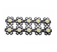 Vrabocry Chip LED, High Power LED Chip 3 Watt High Bright Integrated Chip Light Source LED Lamp for Bulb Lamp DIY Lighting (6000-6500 K) with 20 mm Black Star PCB, Pack of 10