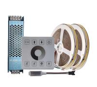 Vrabocry Cob Flowing Water Flows LED Strip Light ws2811 24 V Horse Racing Sequential 10 m Linear Lighting LED Strip with Wireless Controller 24 V 200 W Power Supply (Touch Controller, Cool White)
