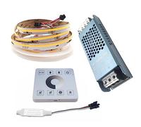 Vrabocry Cob Flowing Water Flows LED Strip Light ws2811 24 V Horse Racing Sequential LED Strip with RF Touch Panel Controller 24 V 100 W Power Supply 5 m Set (Natural White)