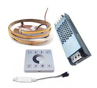 Vrabocry Cob Flowing Water Flows LED Strip Light ws2811 24V Horse Racing Sequential LED Strip with RF Touch Panel Controller 24V 100W Power Supply 5m Set (Warm White)