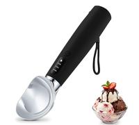 VRAIKO Heated Ice Cream Scoop | Warming Icecream Scooper with 3-Level Adjustable Heats - 120/140/160℉, LED Display, 2600mAh Capacity, Rechargeable | for Hard Ice Cream and More (Black)