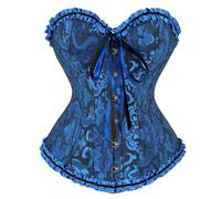 Vrapo Black and Blue Corset Top for Women | Overbust Lace Up Waist Cincher Shapewear Lingerie - Size XXL
