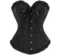 Vrapo Black Corset Top for Women | Overbust Lace Up Waist Cincher Shapewear Lingerie - Size XXL
