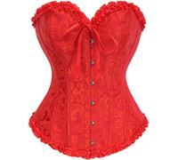 Vrapo Red Corset Top for Women | Overbust Lace Up Waist Cincher Shapewear Lingerie - Size XXL