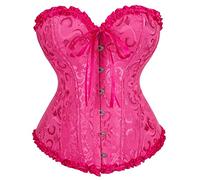 Vrapo Rose Red Corset Top for Women | Overbust Lace Up Waist Cincher Shapewear Lingerie - Size S