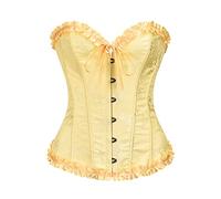 Vrapo Yellow Corset Top for Women | Overbust Lace Up Waist Cincher Shapewear Lingerie - Size XL