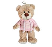 VRasehorn Plush Bear with Hoodie Get Well Soon Approx. 32 cm Pink Plush Toy Cuddly Toy Teddy Bear